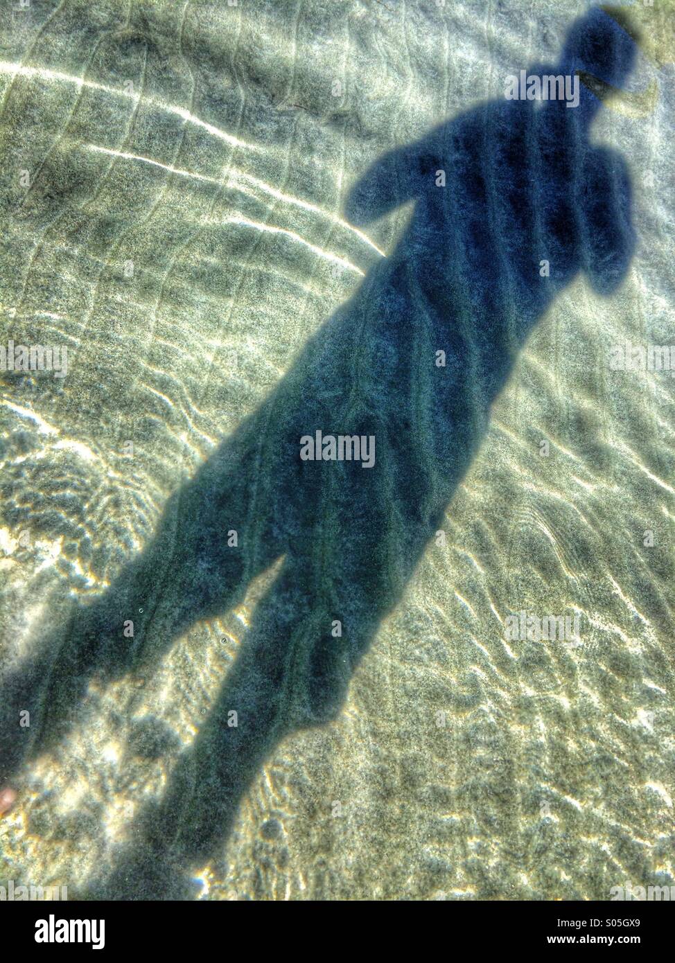 Schatten in flache Wasser Stockfoto