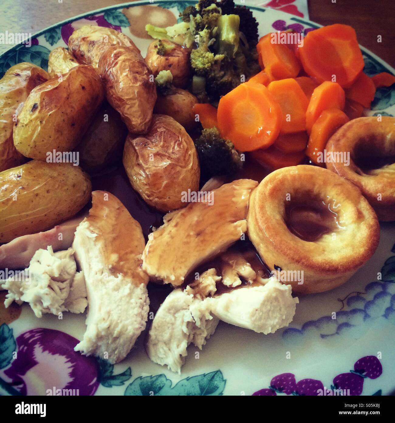 Braten Abendessen - Smartphone-aufgenommenes Stockfoto