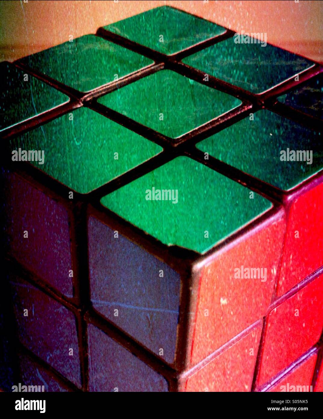 Seitenansicht eines Rubik cube Stockfoto