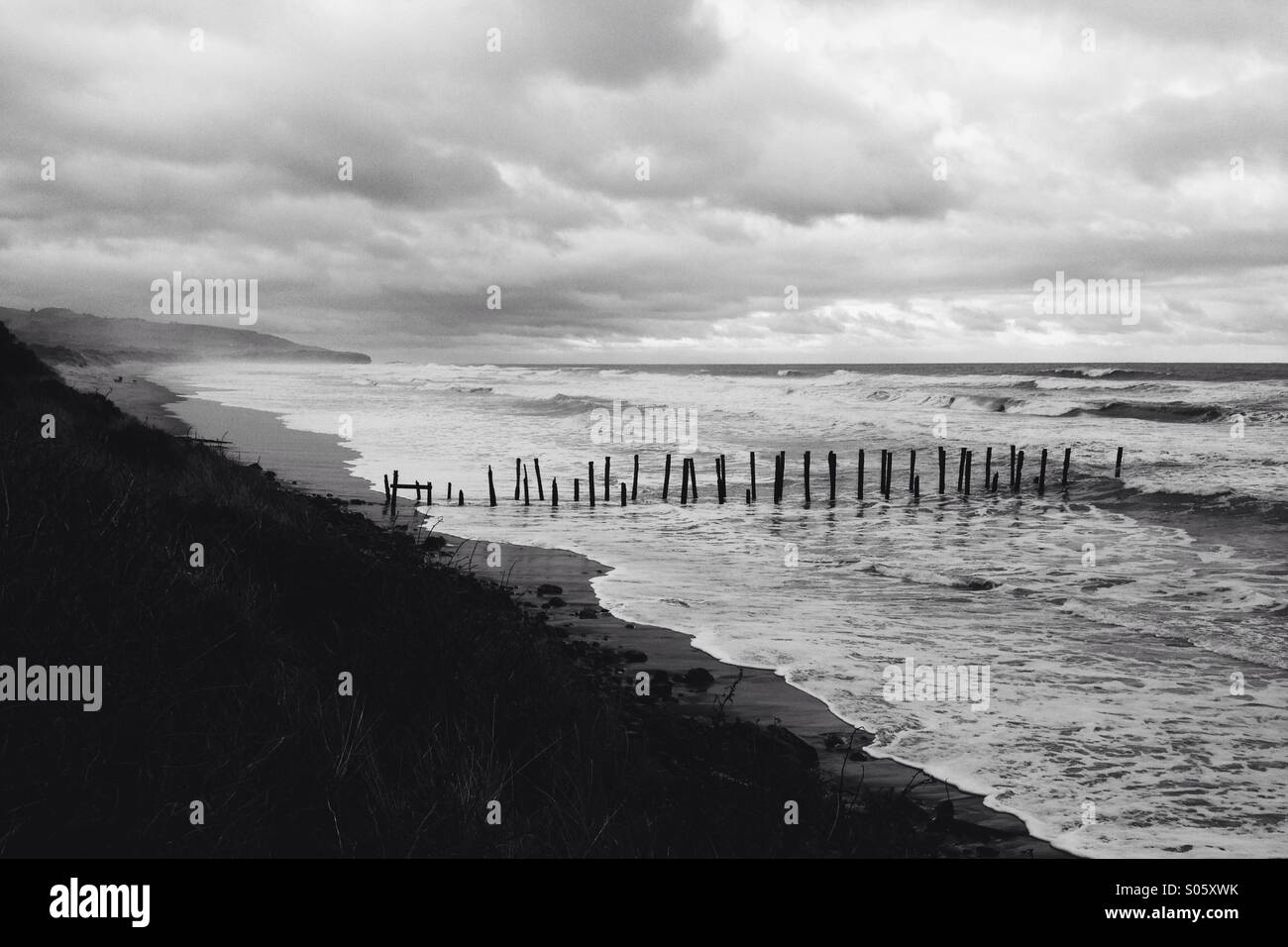Verlassenen Pier St Clair Beach Stockfoto