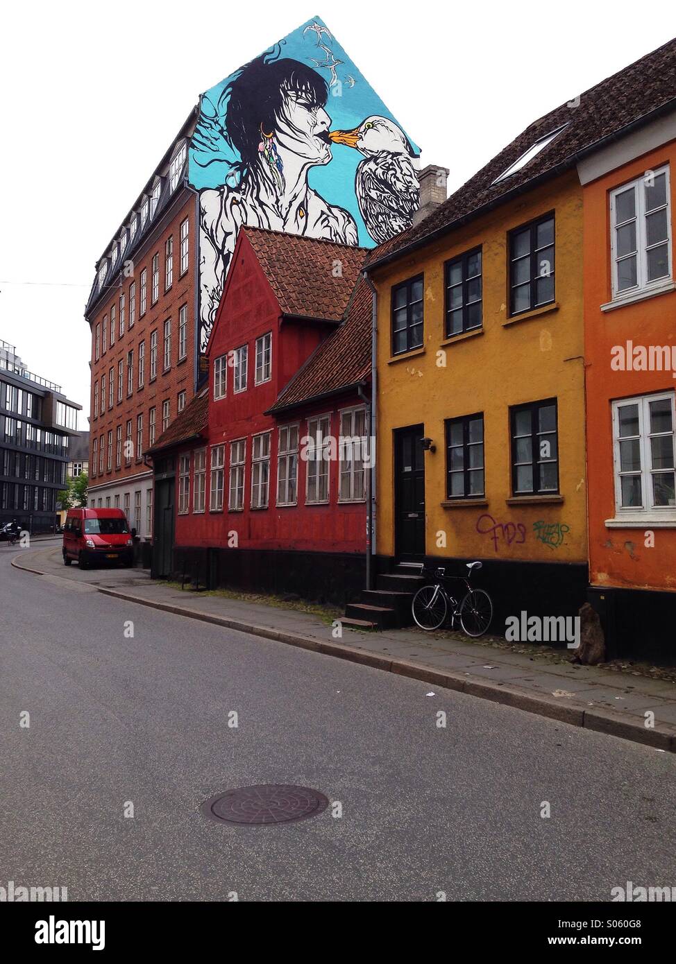 Möwe Kuss Malerei - Smartphone-aufgenommenes Stockfoto