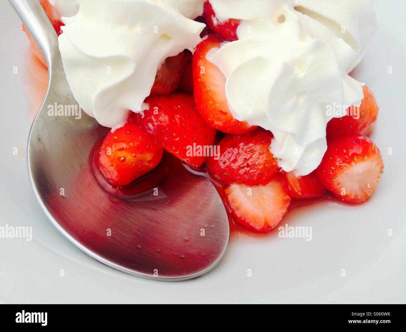 Erdbeeren und Sahne Stockfoto