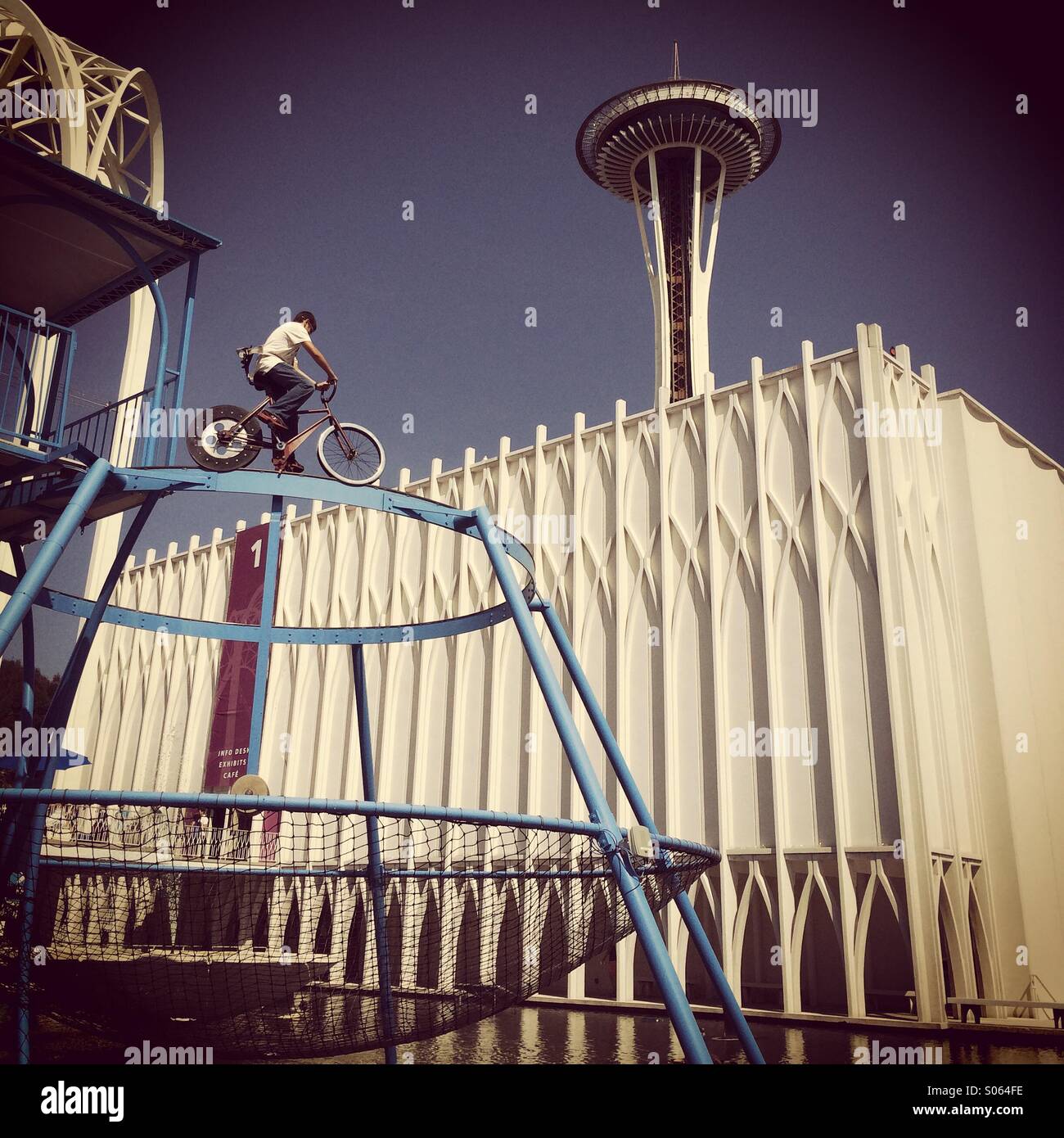 Gegengewicht Fahrrad, Pacific Science Center, Seattle, Washington Stockfoto