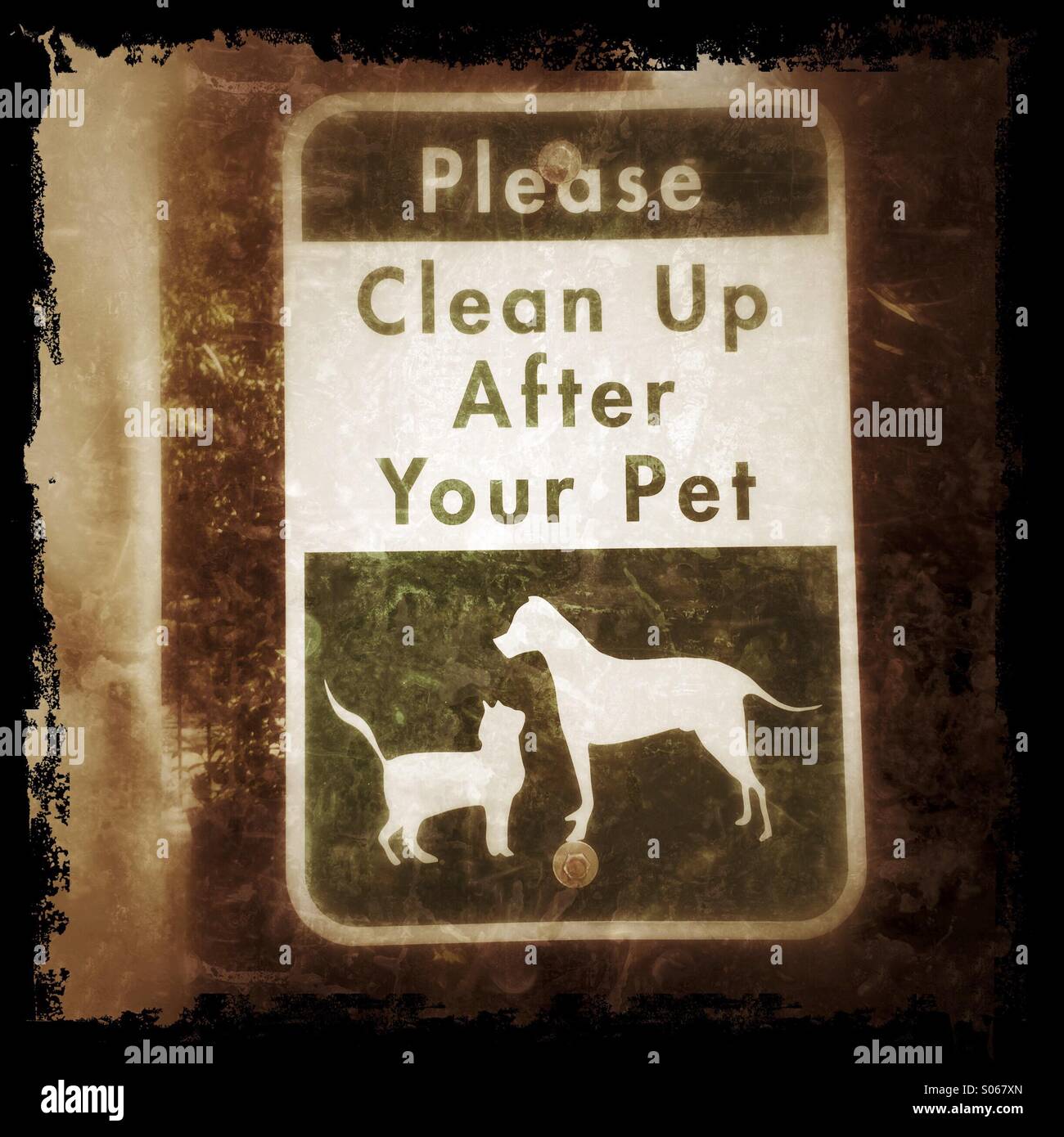 Information über Aufräumarbeiten nach Ihrem Haustier Sign. Stockfoto