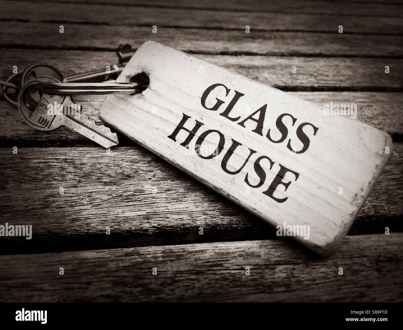 Glass House-Schlüsselanhänger - Smartphone-aufgenommenes Stockfoto