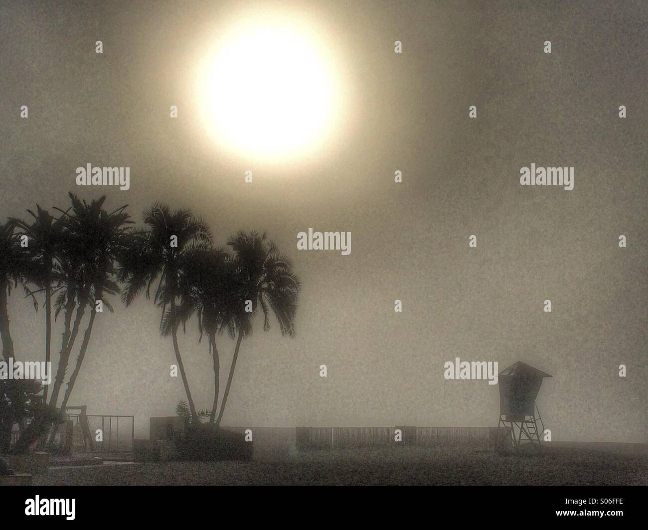 Nebligen Tag im East Beach Santa Barbara, Kalifornien USA - Smartphone-aufgenommenes Stockfoto