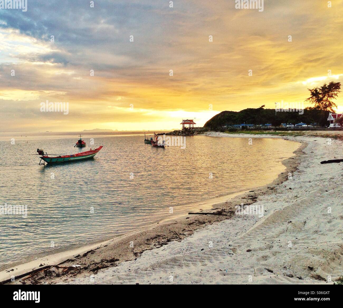 Sonnenuntergang Strand Koh Phangan Thong Sala Stockfoto
