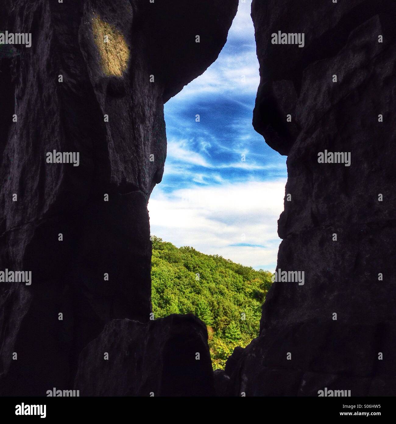 Eine schroffe Blende an Rock State Park, Maryland. Stockfoto