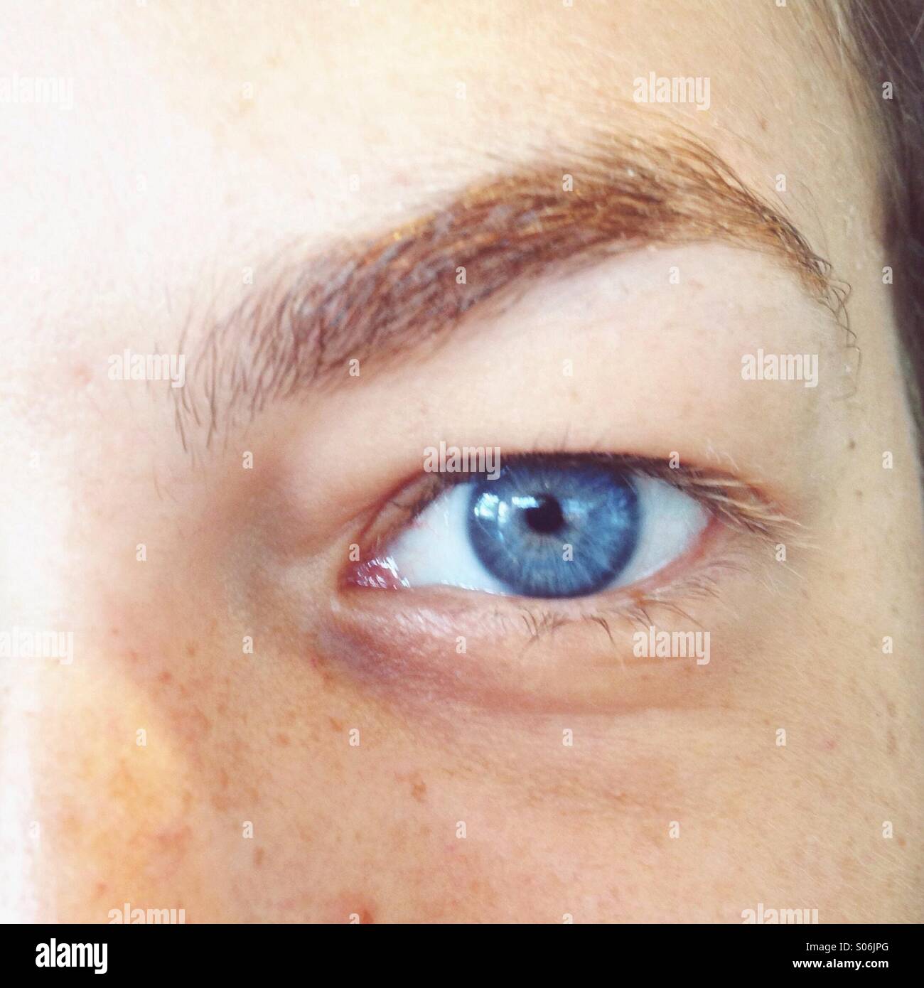 Detail eines blauen Auges Stockfoto