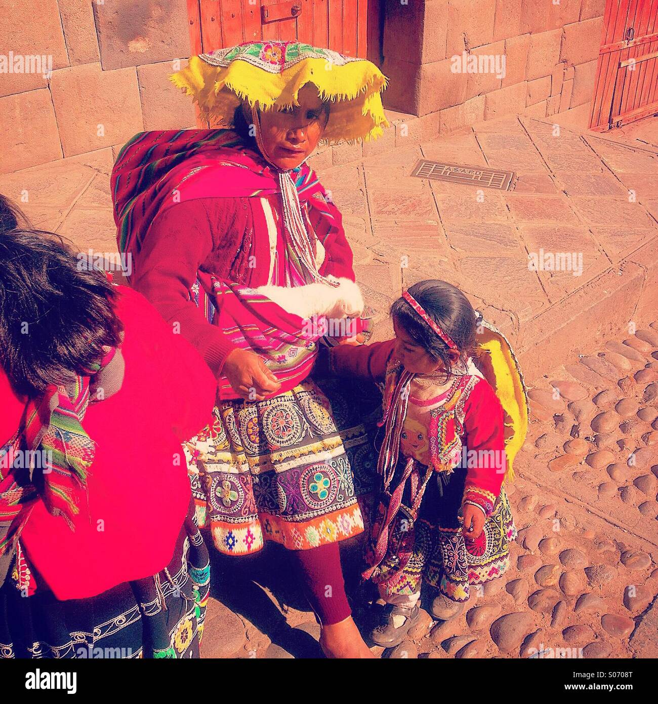 Peruanische Familienleben Cusco generation Stockfoto