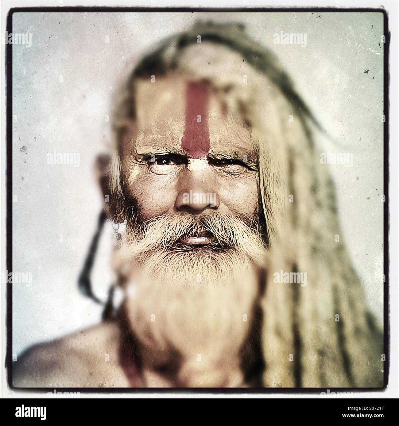 Ein Sadhu hinduistischen heiligen Mann - Smartphone-aufgenommenes Stockfoto