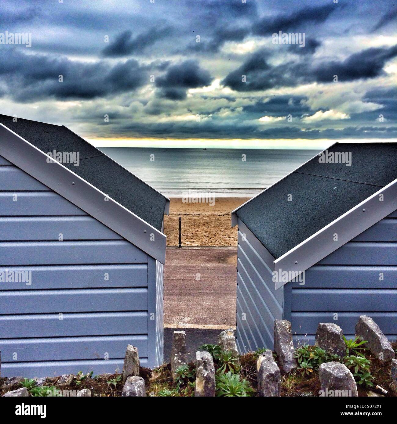 Strandhütten an Alum Chine Bournemouth-Dorset UK Stockfoto