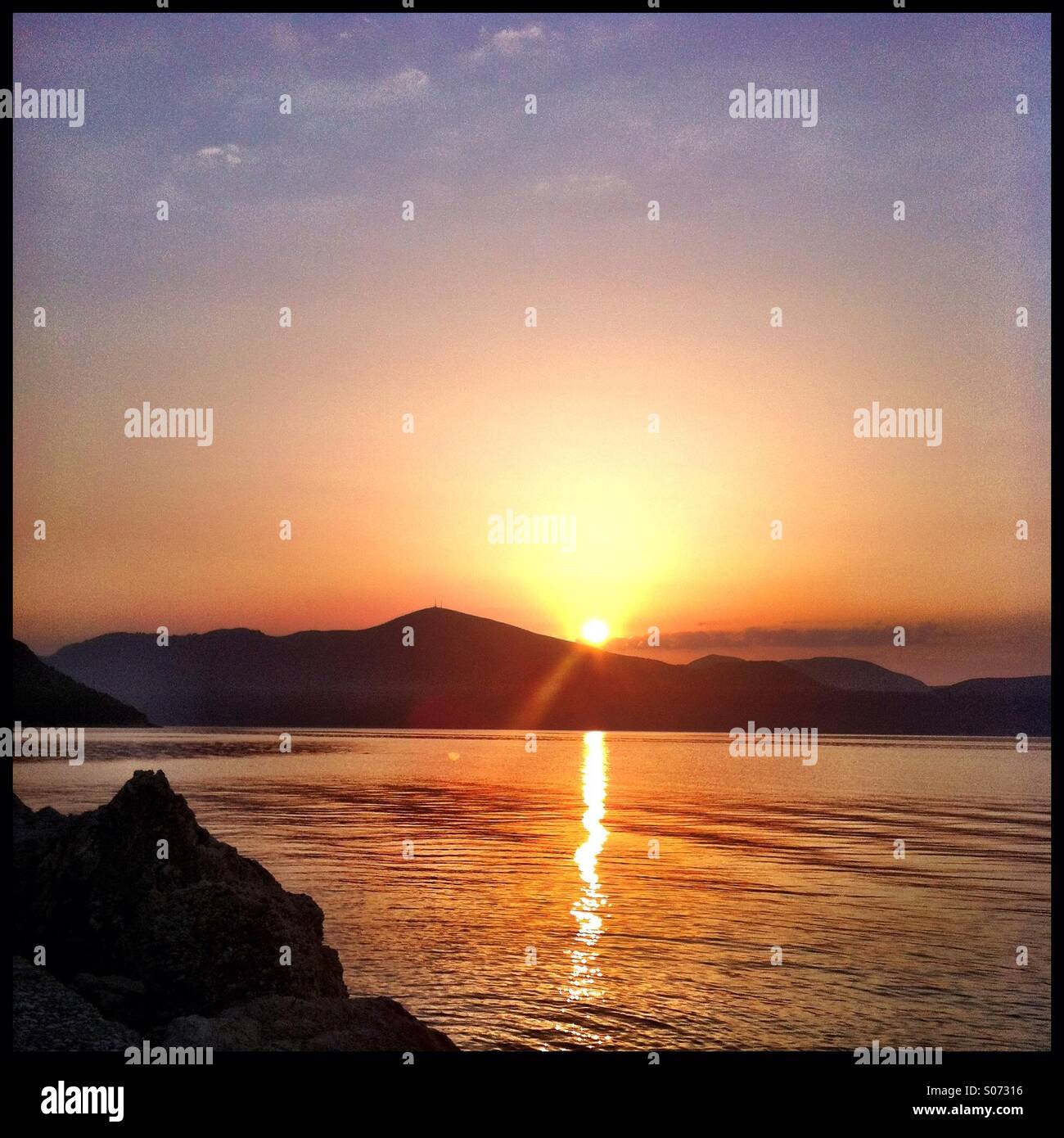 Sonnenuntergang in Griechenland Stockfoto