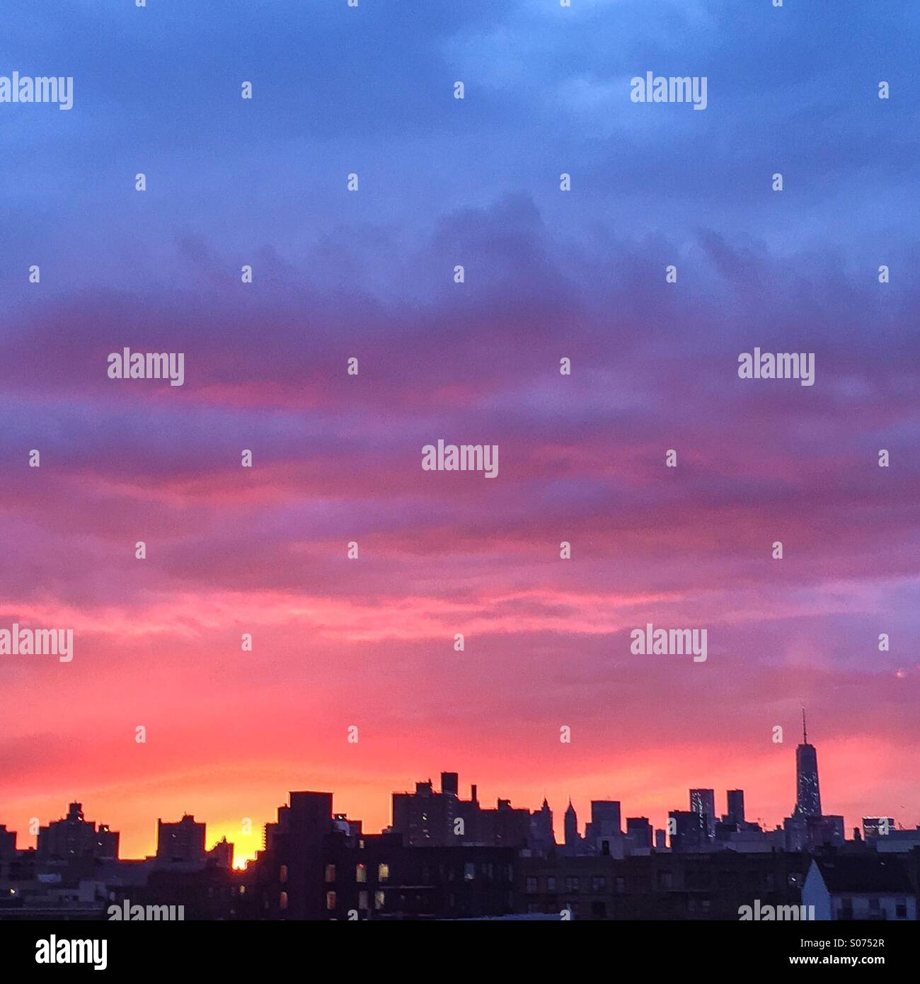 NYC Sonnenuntergang von Williamsburg, Brooklyn Stockfoto