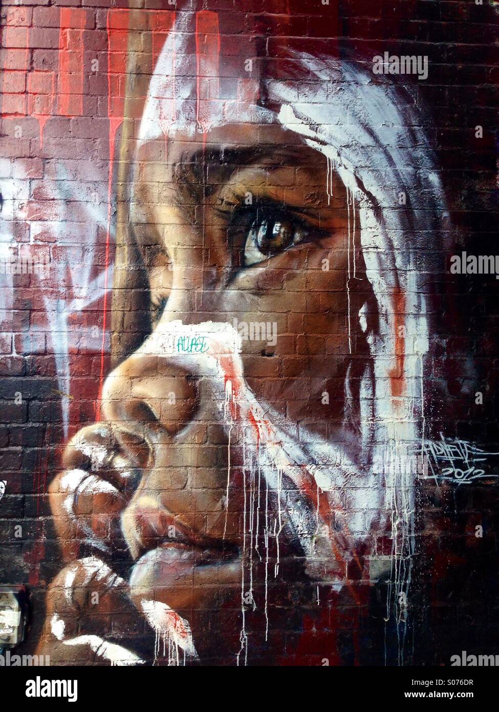 Street-Art der australischen Aborigines junge in Fitzroy, Melbourne Stockfoto