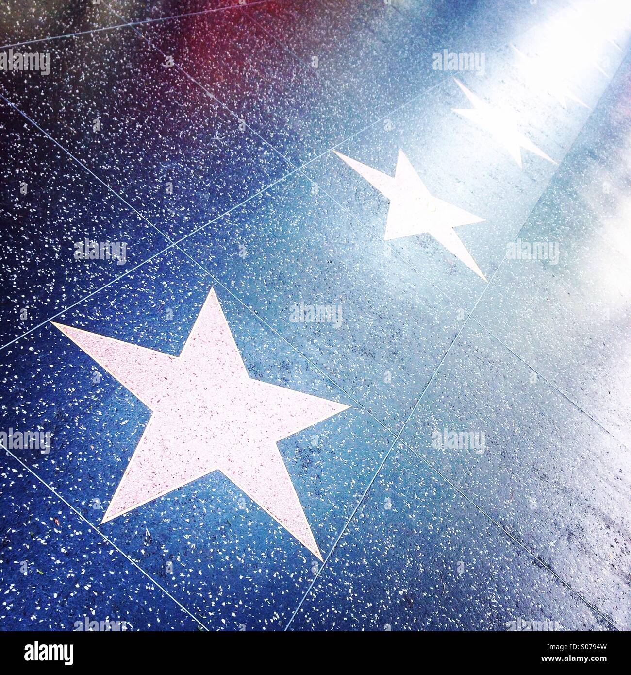 Leere Sterne auf dem Hollywood Walk of Fame Stockfoto