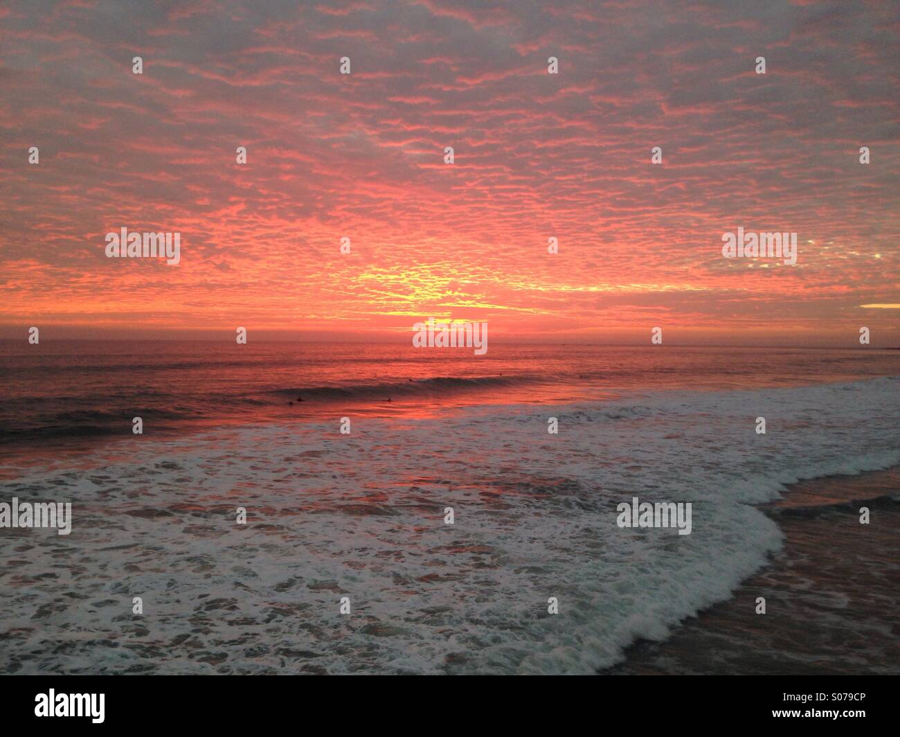 Westküste-Sonnenuntergang Stockfoto