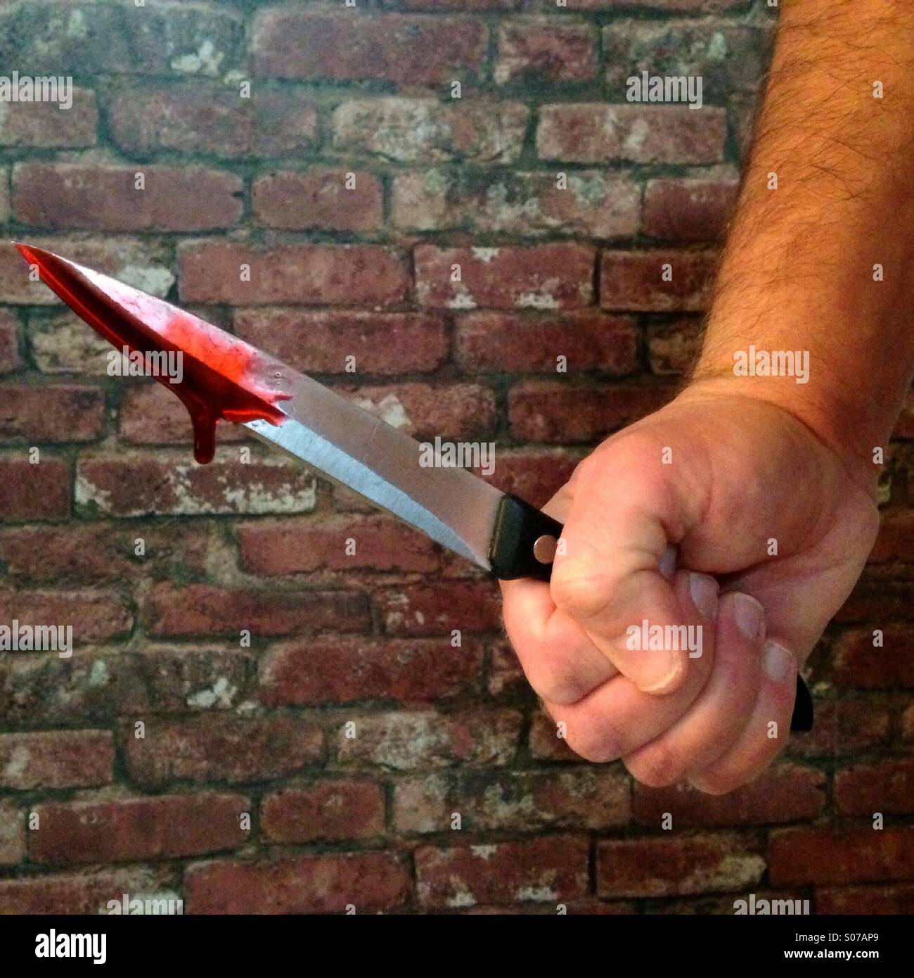 Blutige Messer Stockfoto