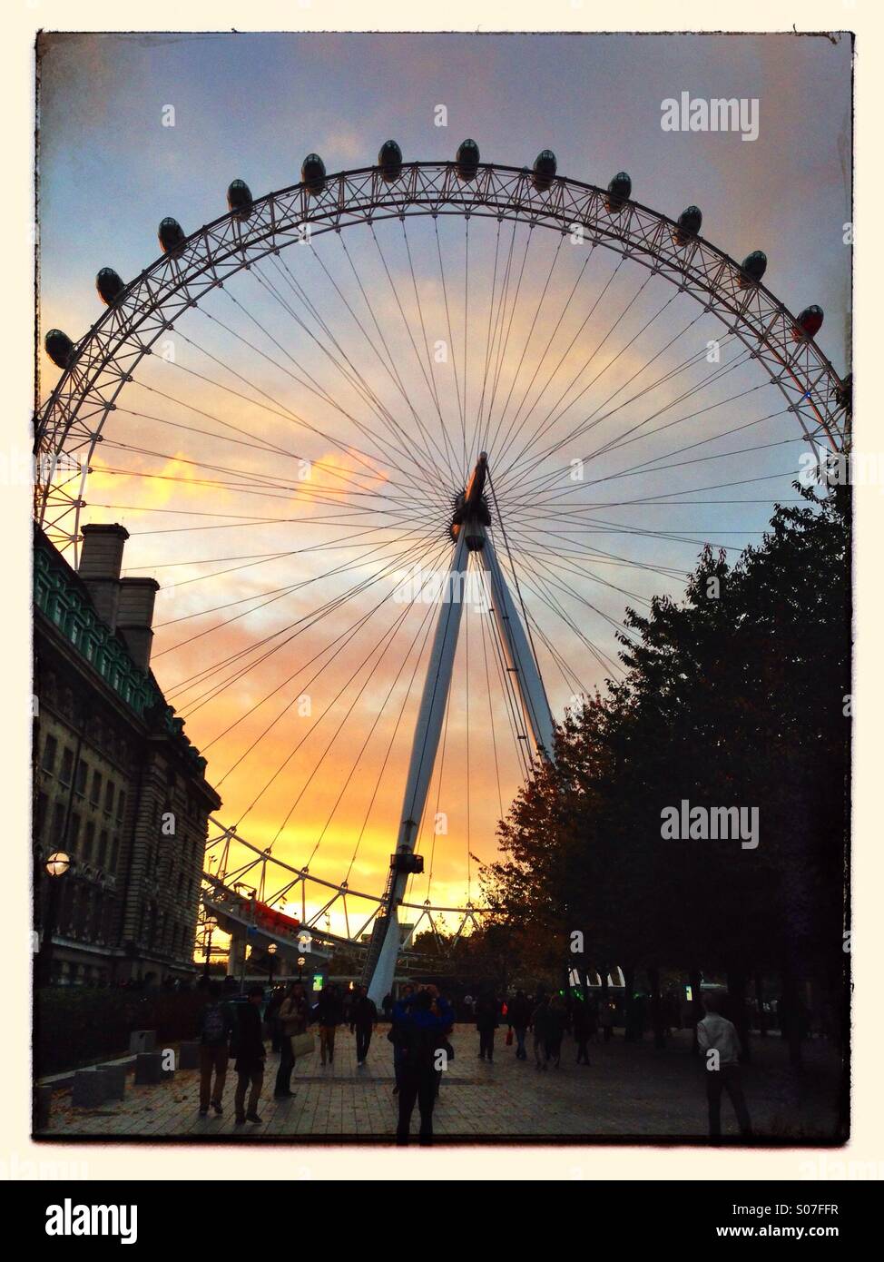 Das London Eye oder das Millennium Wheel am Südufer der Themse London, Großbritannien: Phillip Roberts - Smartphone-aufgenommenes Stockfoto