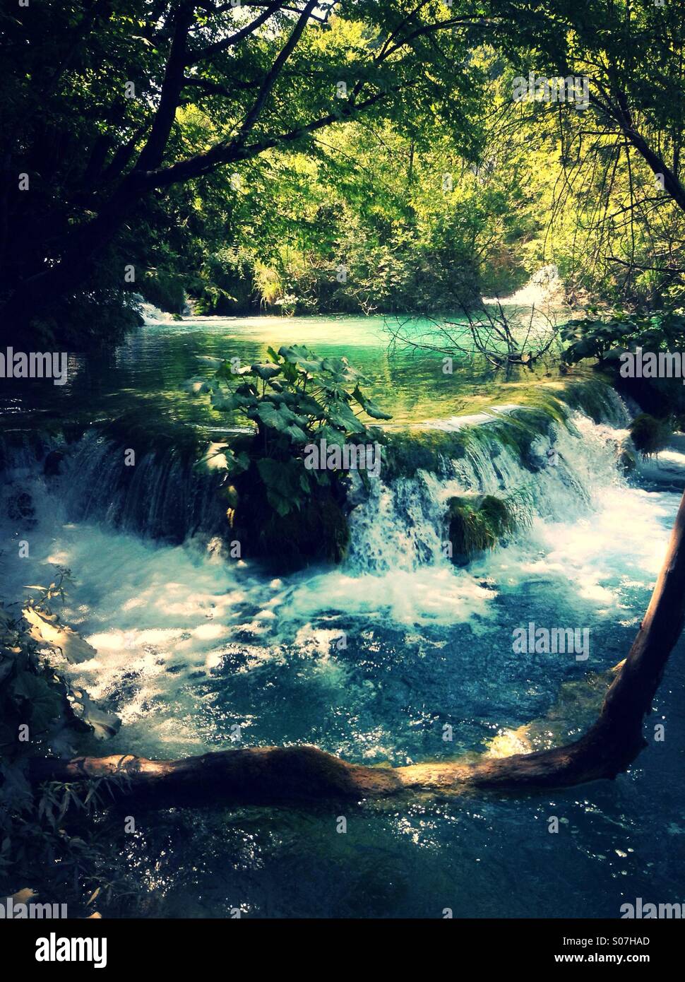 Wasserfälle, Plitvice, Kroatien - Smartphone-aufgenommenes Stockfoto