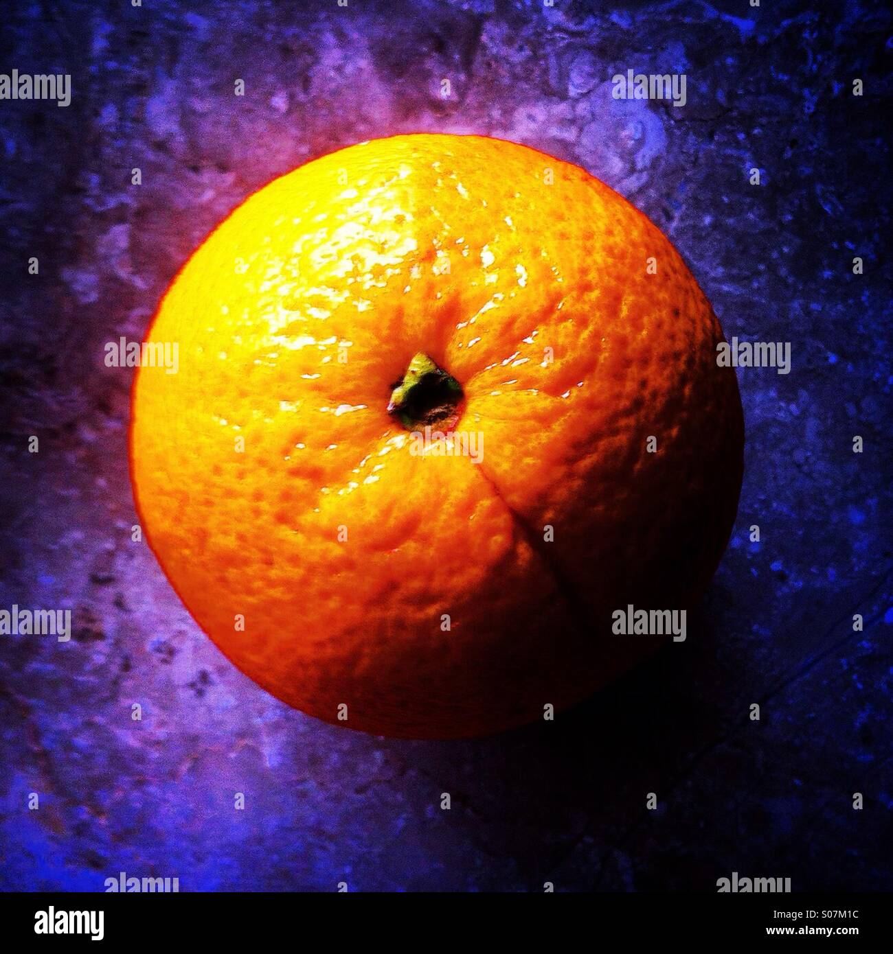 Orange Frucht Draufsicht pop-Stil Stockfoto