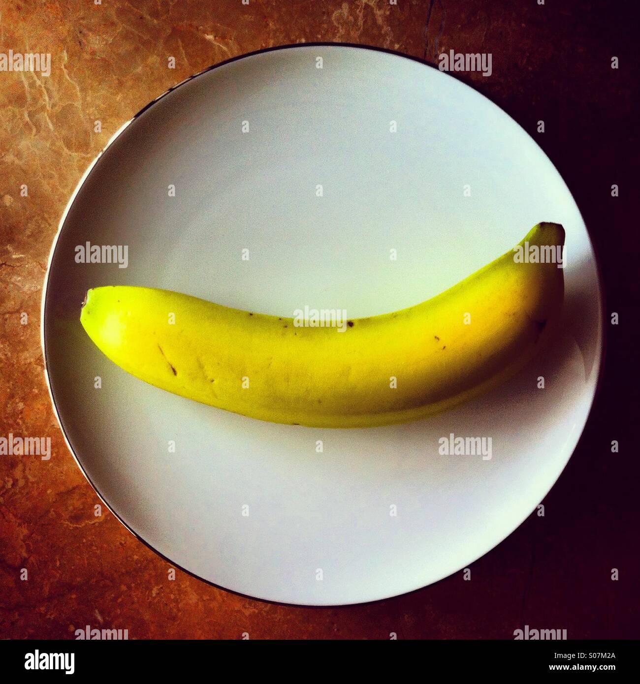 Banane-Früchte in einer Top-Platte anzeigen Stockfoto