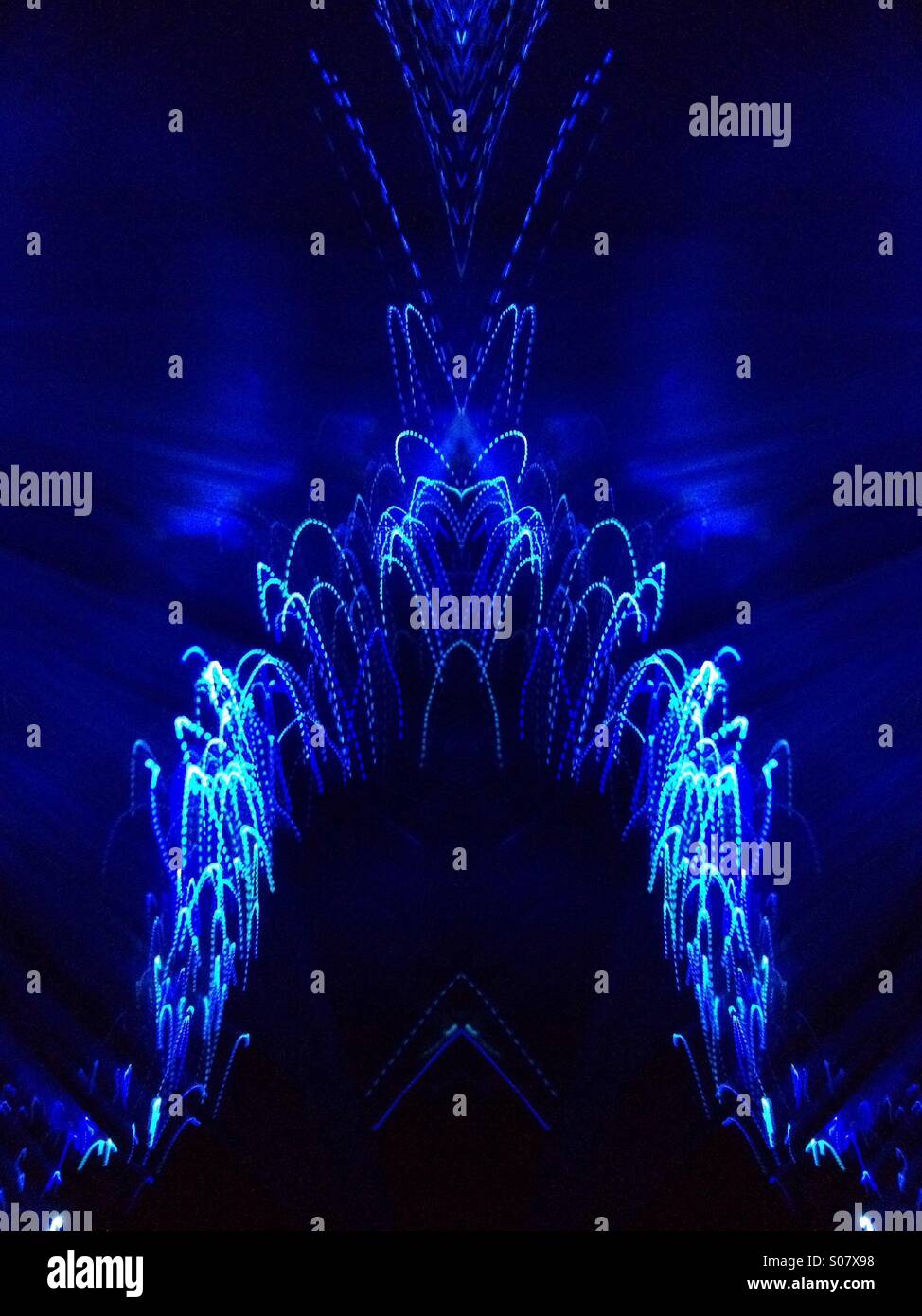 Symmetrische Foto von Fibre optic Lichter Stockfoto