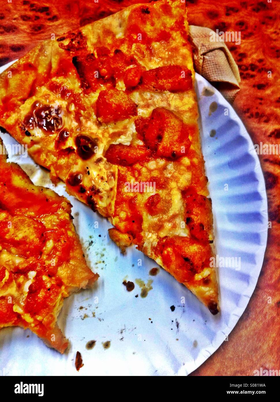 Fettige pizza Stockfoto