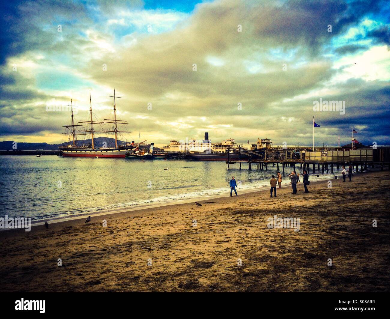 Hyde Street Pier, San Francisco, Kalifornien - Smartphone-aufgenommenes Stockfoto