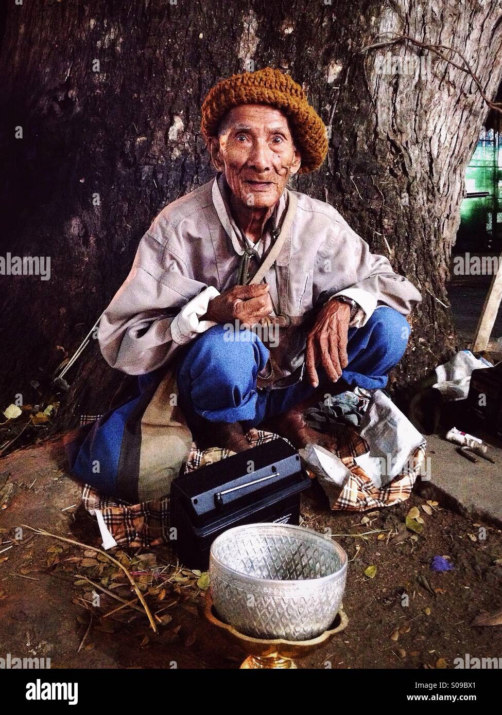 Eine sehr freundschaftliche Obdachloser. Stockfoto