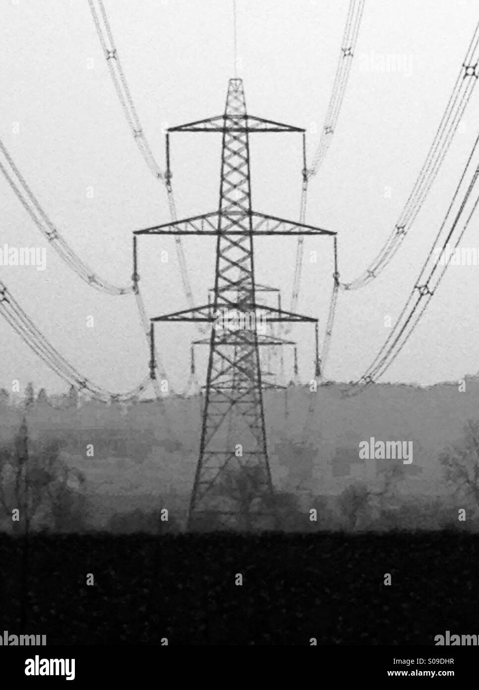 Strommasten, Nord-England UK Stockfoto