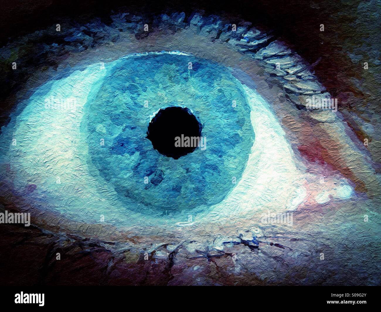 Kunst-Wirkung am Auge - Smartphone-aufgenommenes Stockfoto