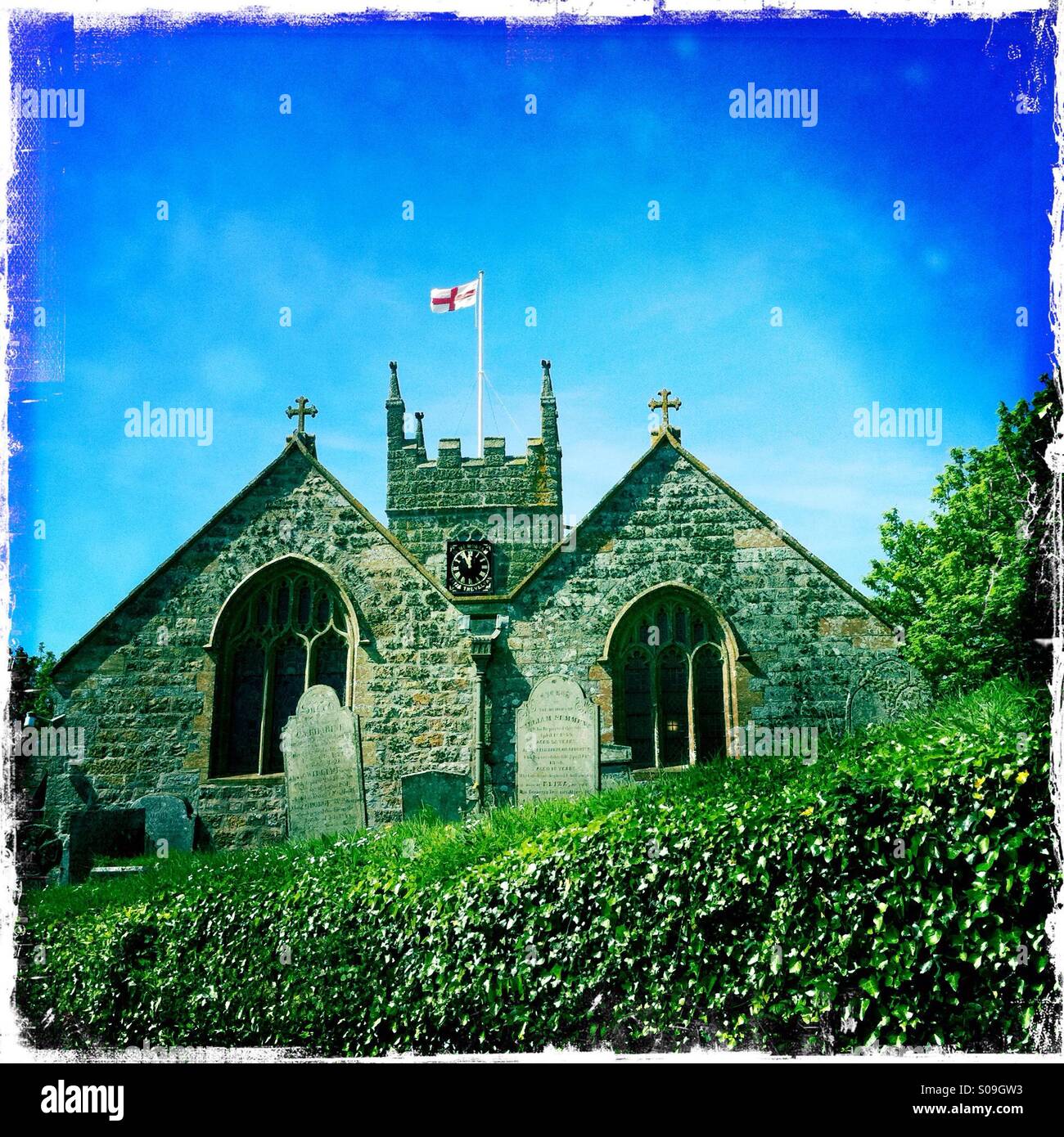 Kirche in Perranuthnoe, Cornwall, UK. - Smartphone-aufgenommenes Stockfoto