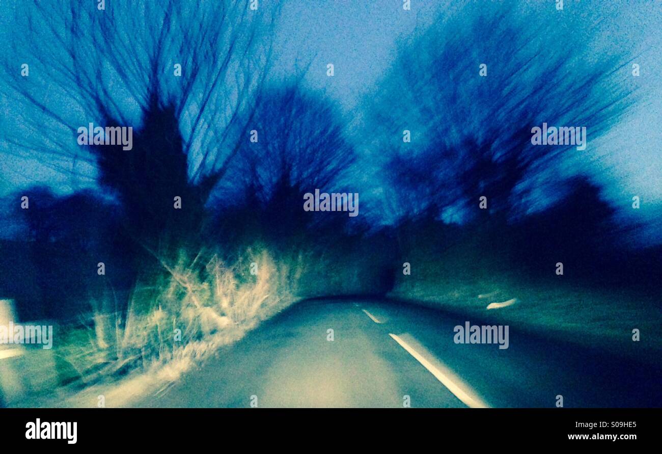 Landstraße in der Nacht, UK Stockfoto