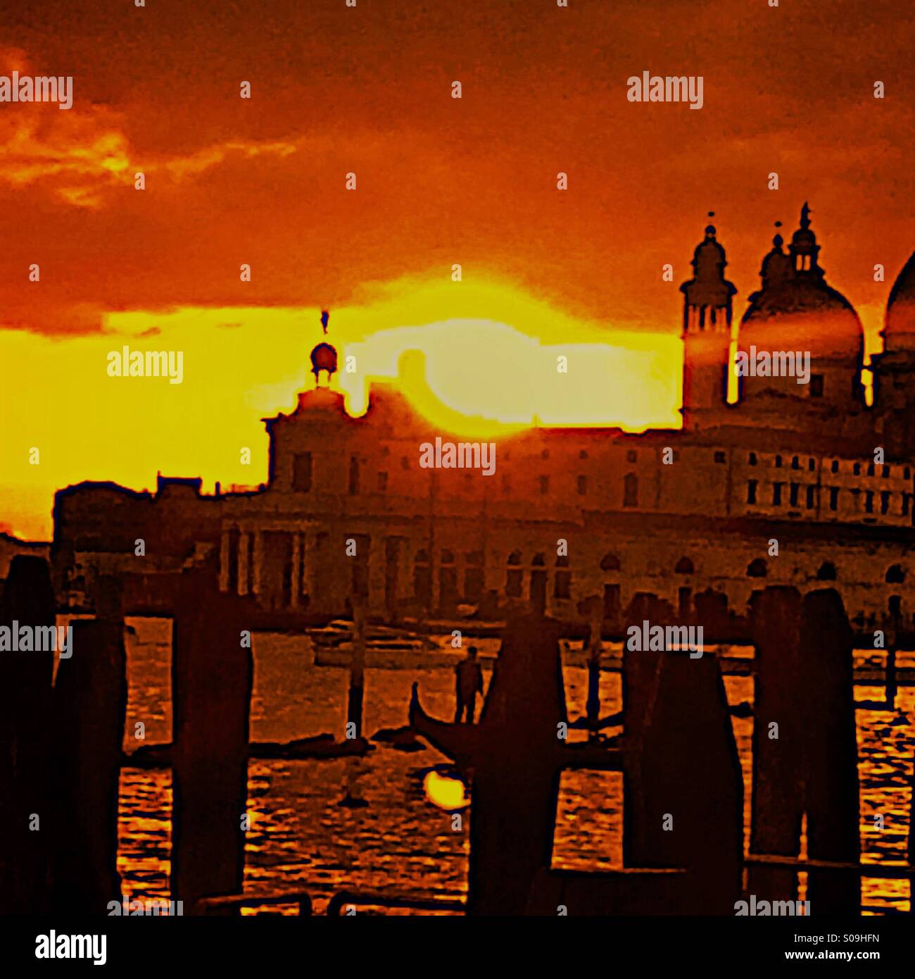 Venedig-silhouette - Smartphone-aufgenommenes Stockfoto