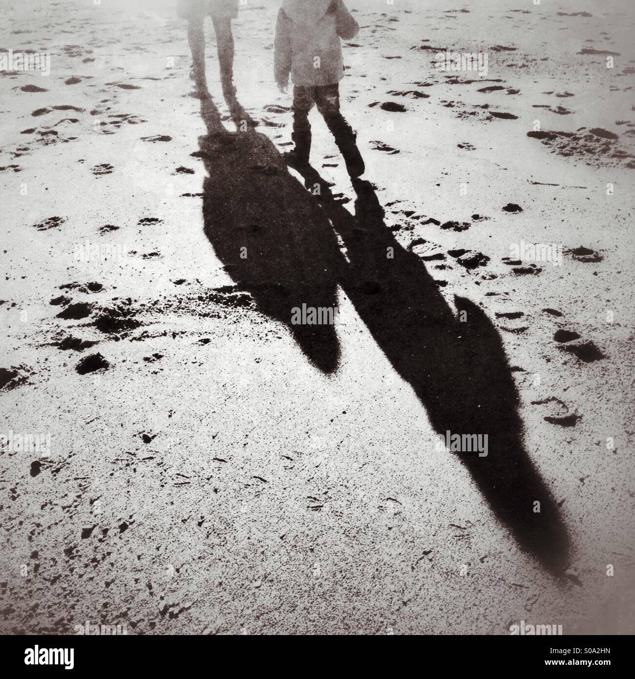 Schatten über den Sand laufen Stockfoto