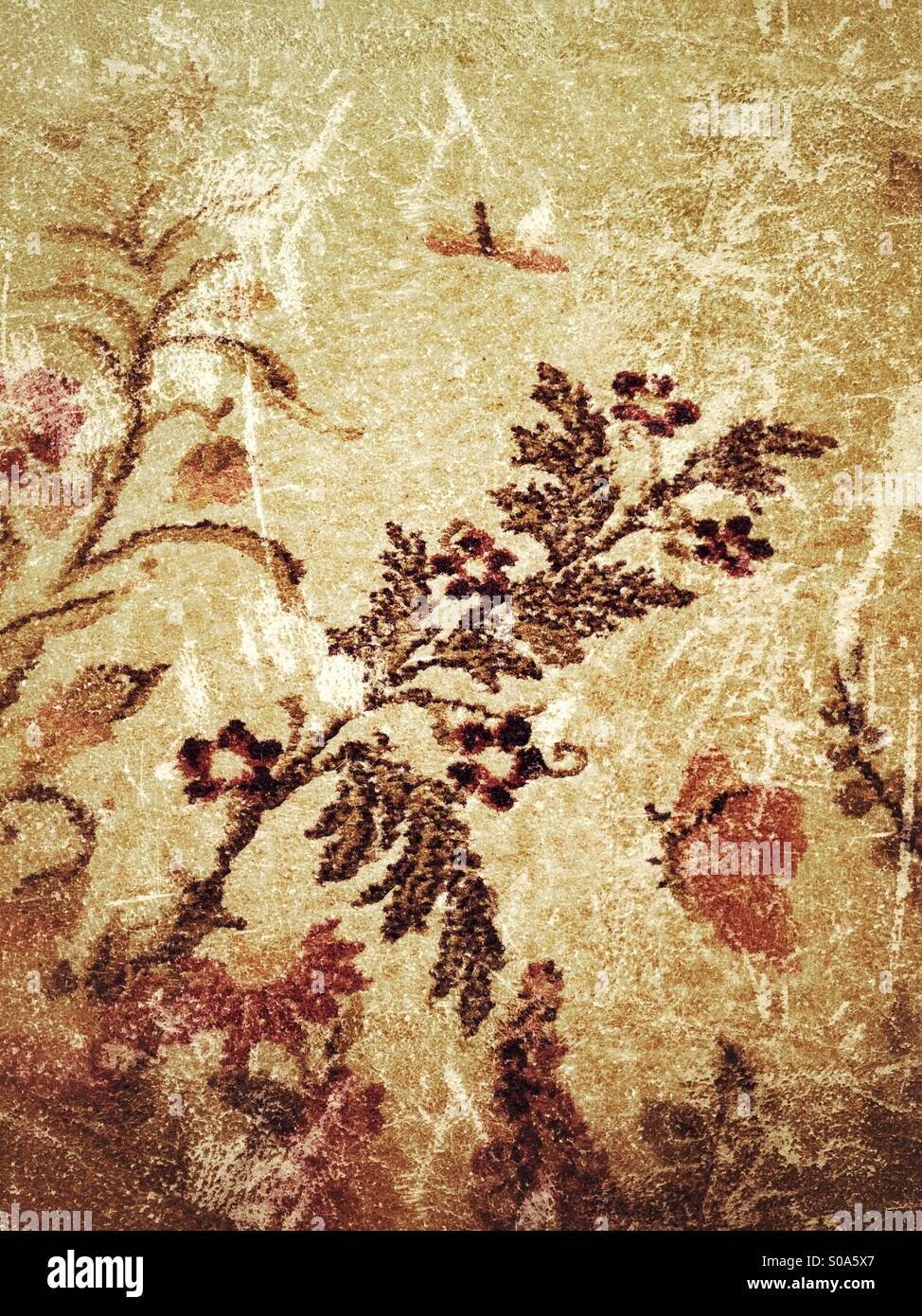 Strukturierte Grunge Farbfoto von einem antiken Boden Teppich Stockfoto