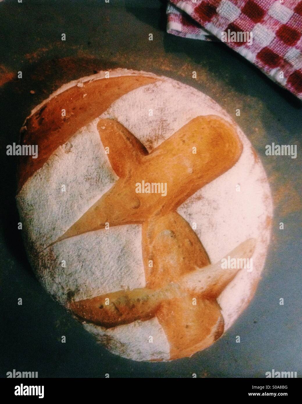 Frische hausgemachte Brot - Smartphone-aufgenommenes Stockfoto
