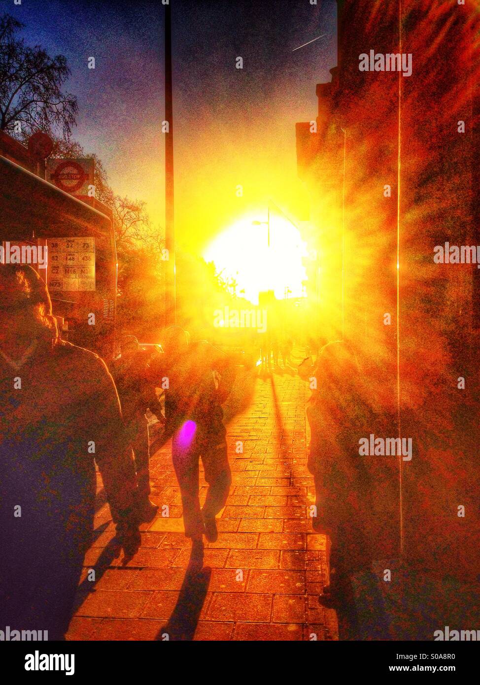 Morgensonne in London - Smartphone-aufgenommenes Stockfoto