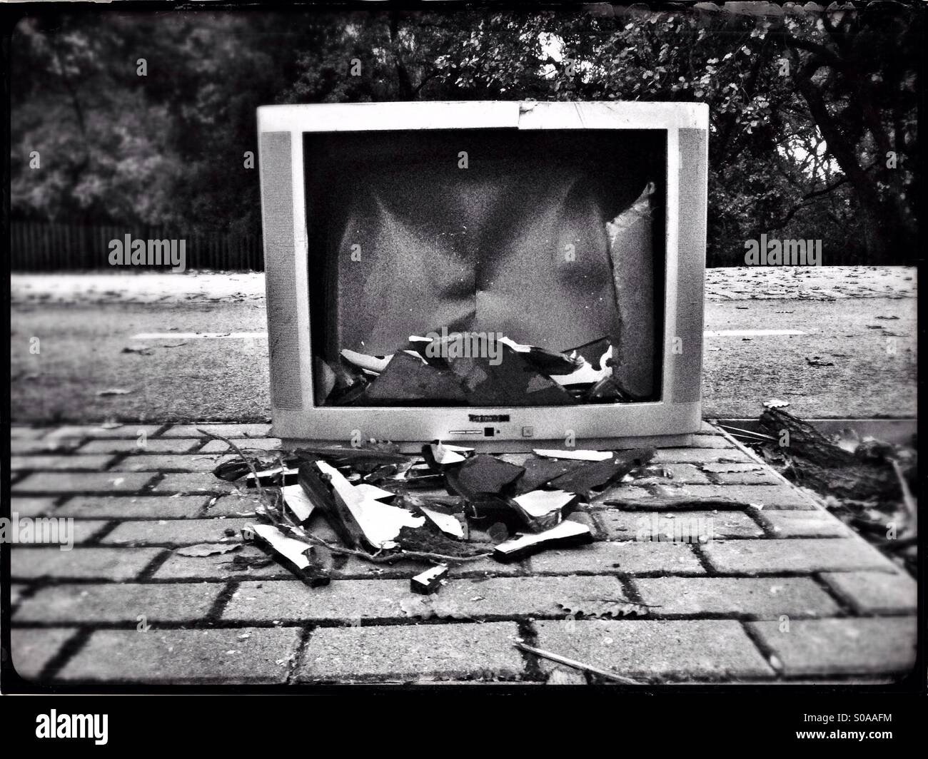 TV und Zerstörung Stockfoto