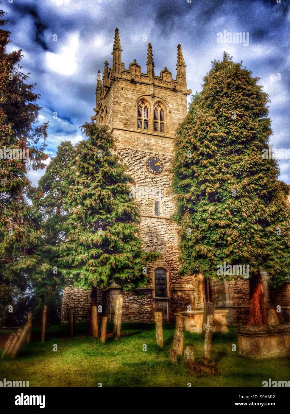 Allerheiligenkirche, Hough-on-the-Hill, Lincolnshire, England. - Smartphone-aufgenommenes Stockfoto