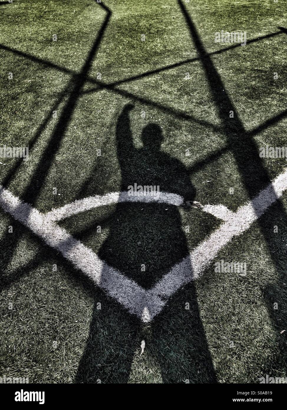 Ecke mit männlichen Schatten Sieger - Smartphone-aufgenommenes Stockfoto