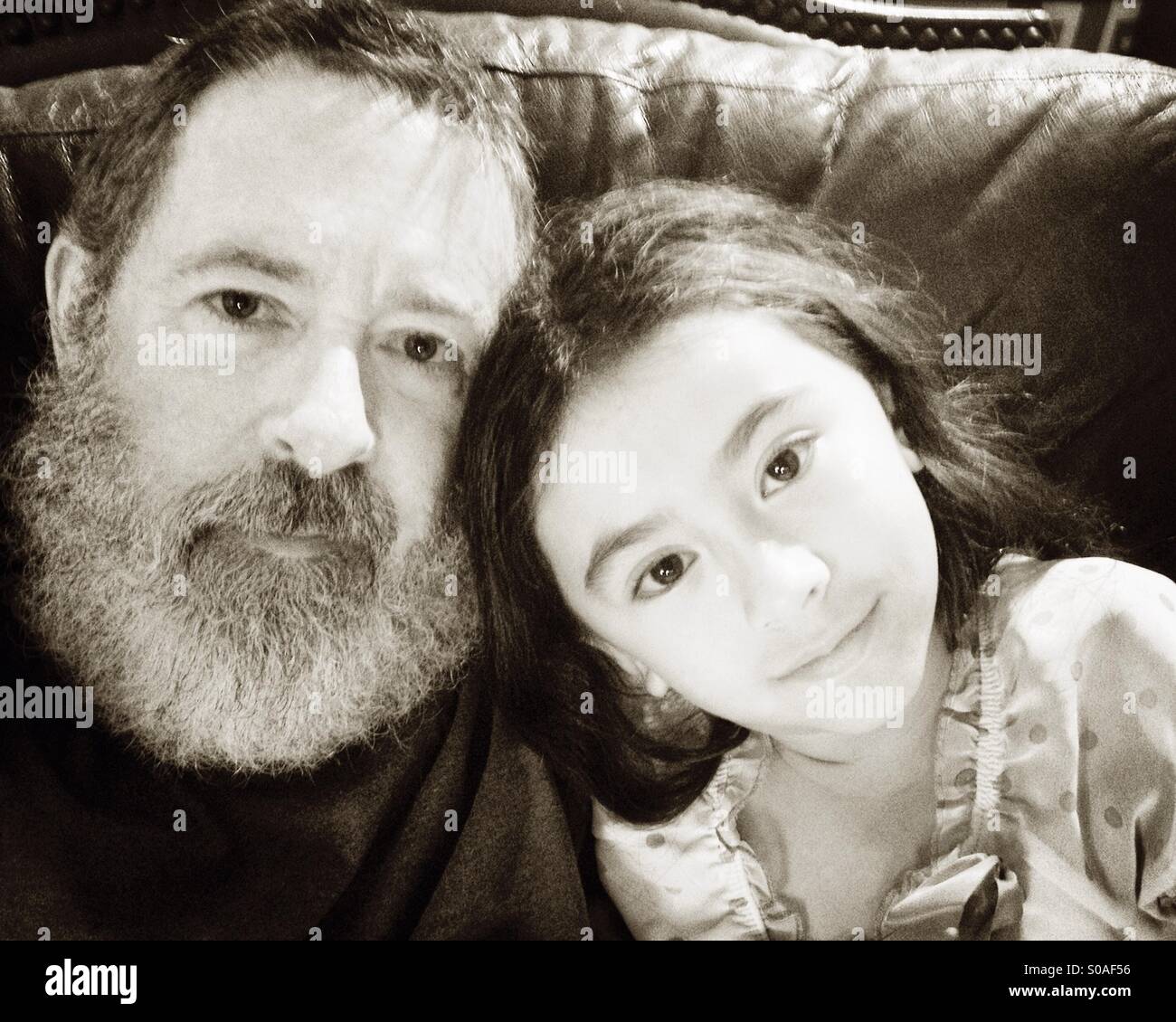 Vater und Tochter Selfie. Stockfoto