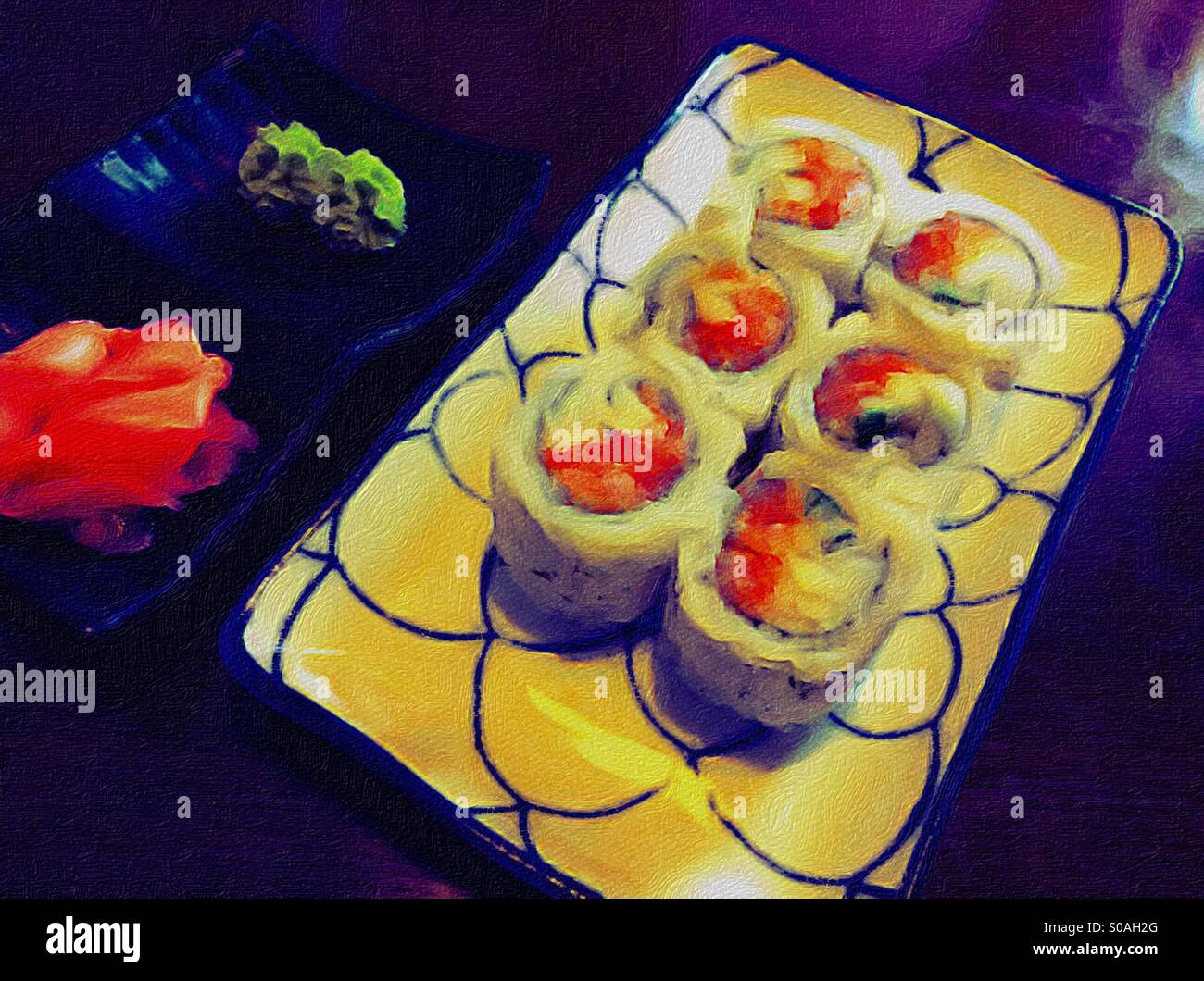 Bemalte sushi - Smartphone-aufgenommenes Stockfoto