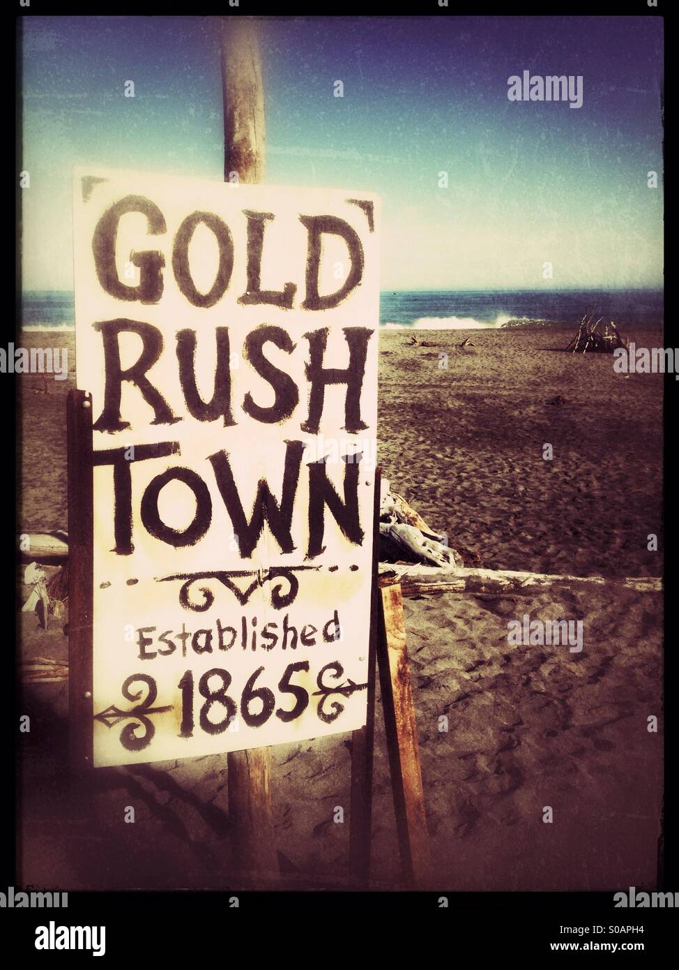 Gold Rush Ortstafel Stockfoto