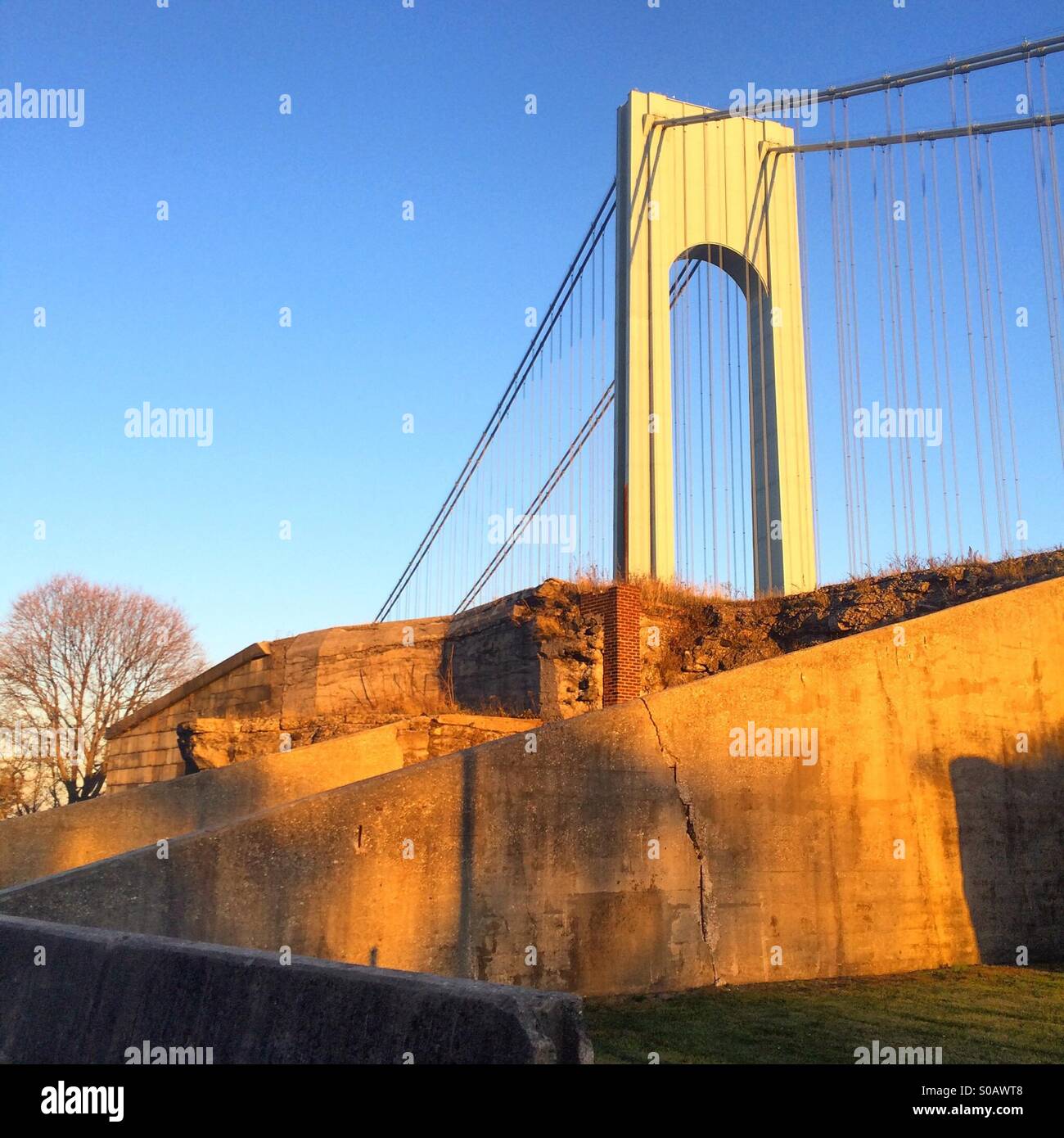 Fort Wadsworth und die Verrazano Bridge in Staten Island, NYC Stockfoto