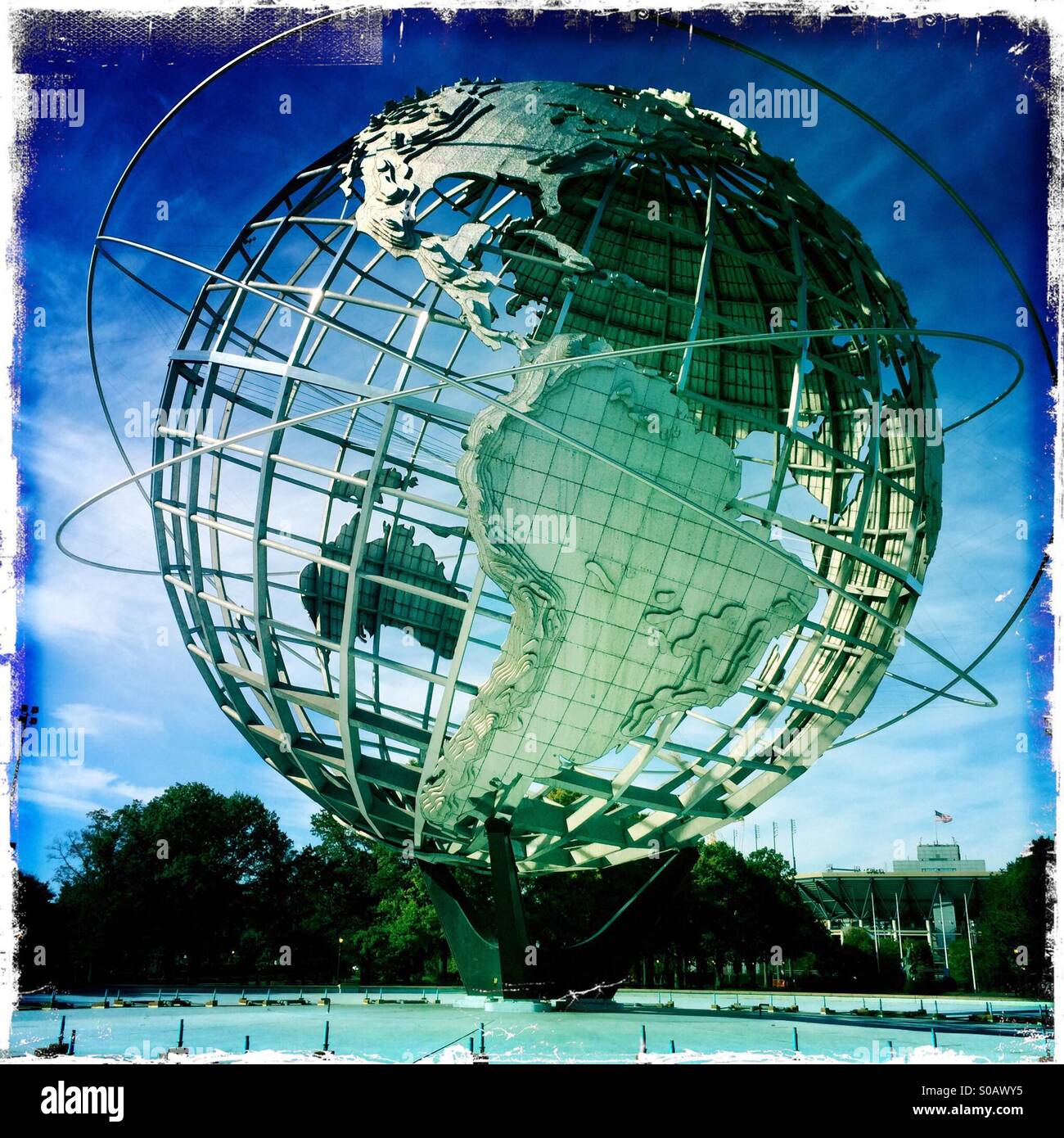 Die Unisphere-Denkmal an der New Yorker Weltausstellung 1964-Website unter Corona Park, Königinnen, NYC Stockfoto