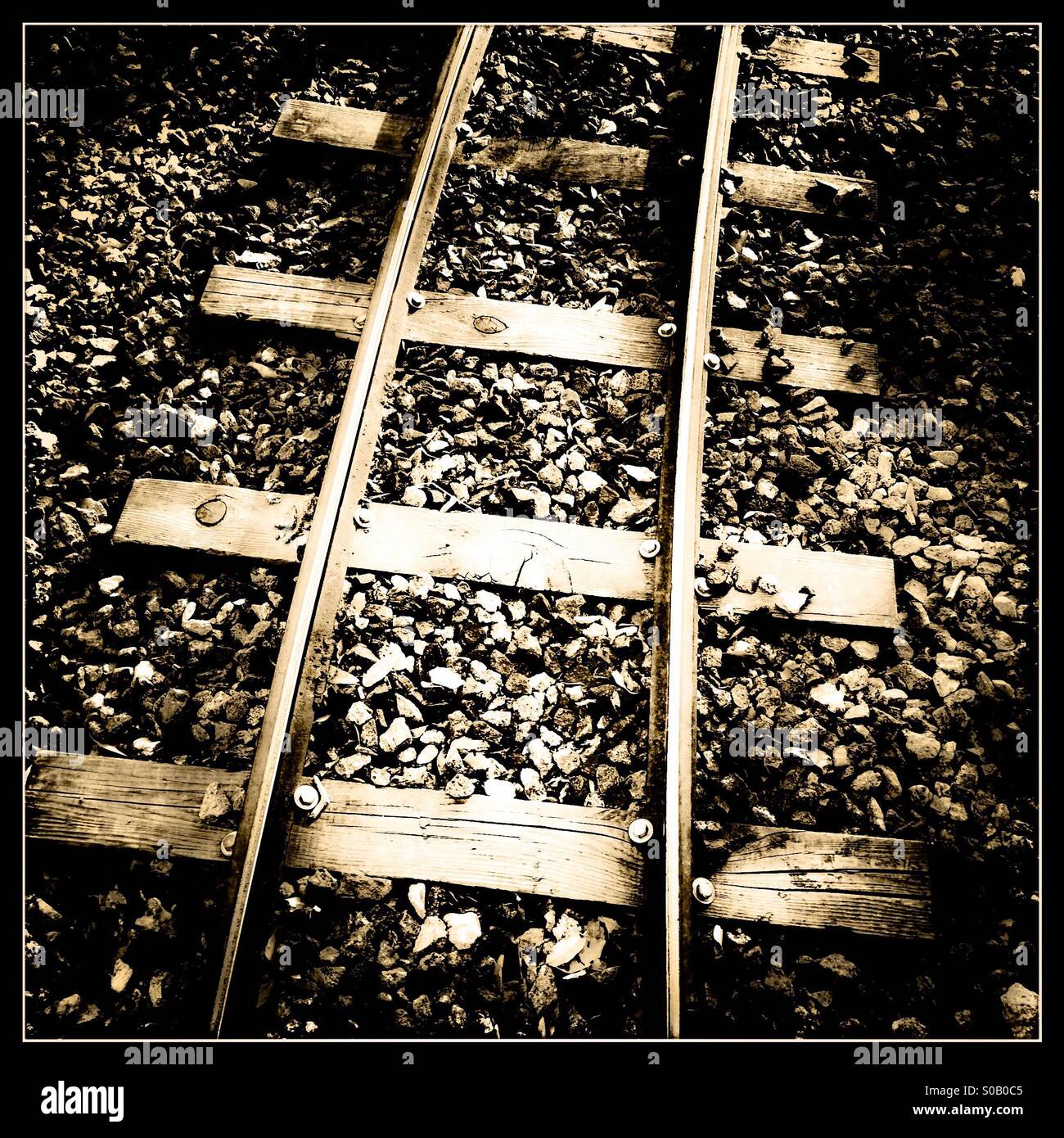 Eisenbahnschienen - Smartphone-aufgenommenes Stockfoto