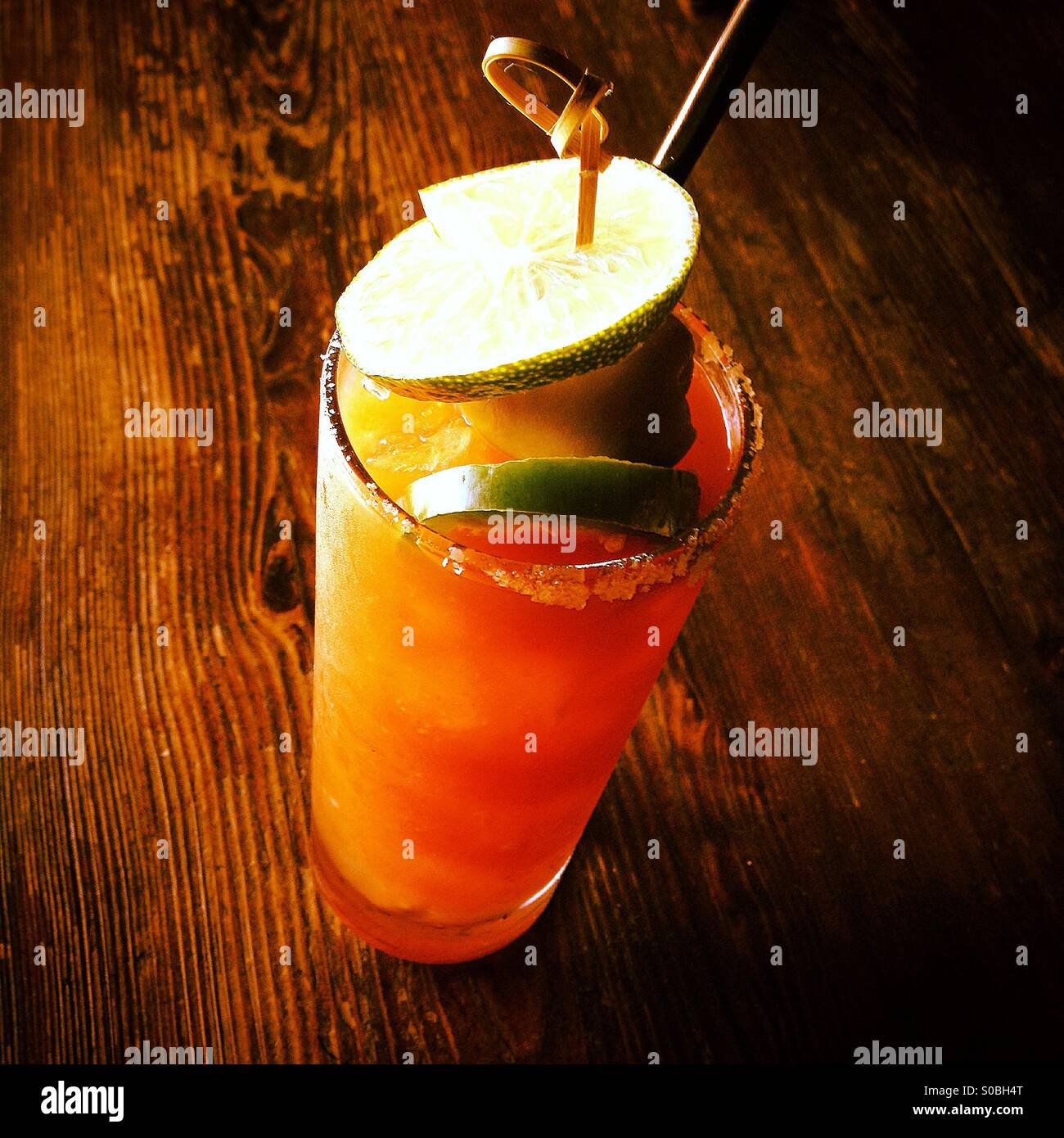 Awesome Bloody Mary an sieben Bar in Santa Barbara in Kalifornien Stockfoto