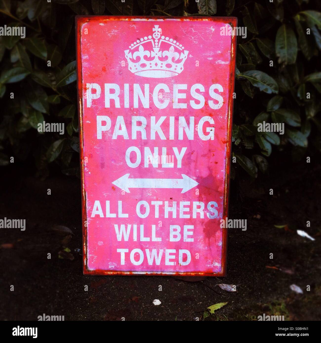Rosa Prinzessin Parkplatz Zeichen. Stockfoto